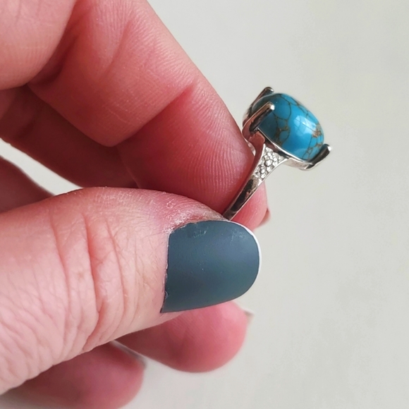 DJoy Tear Drop Natural Tourquoise Sterling Silver 925 Ring Stamped Size 6 D'Joy - Picture 4 of 7